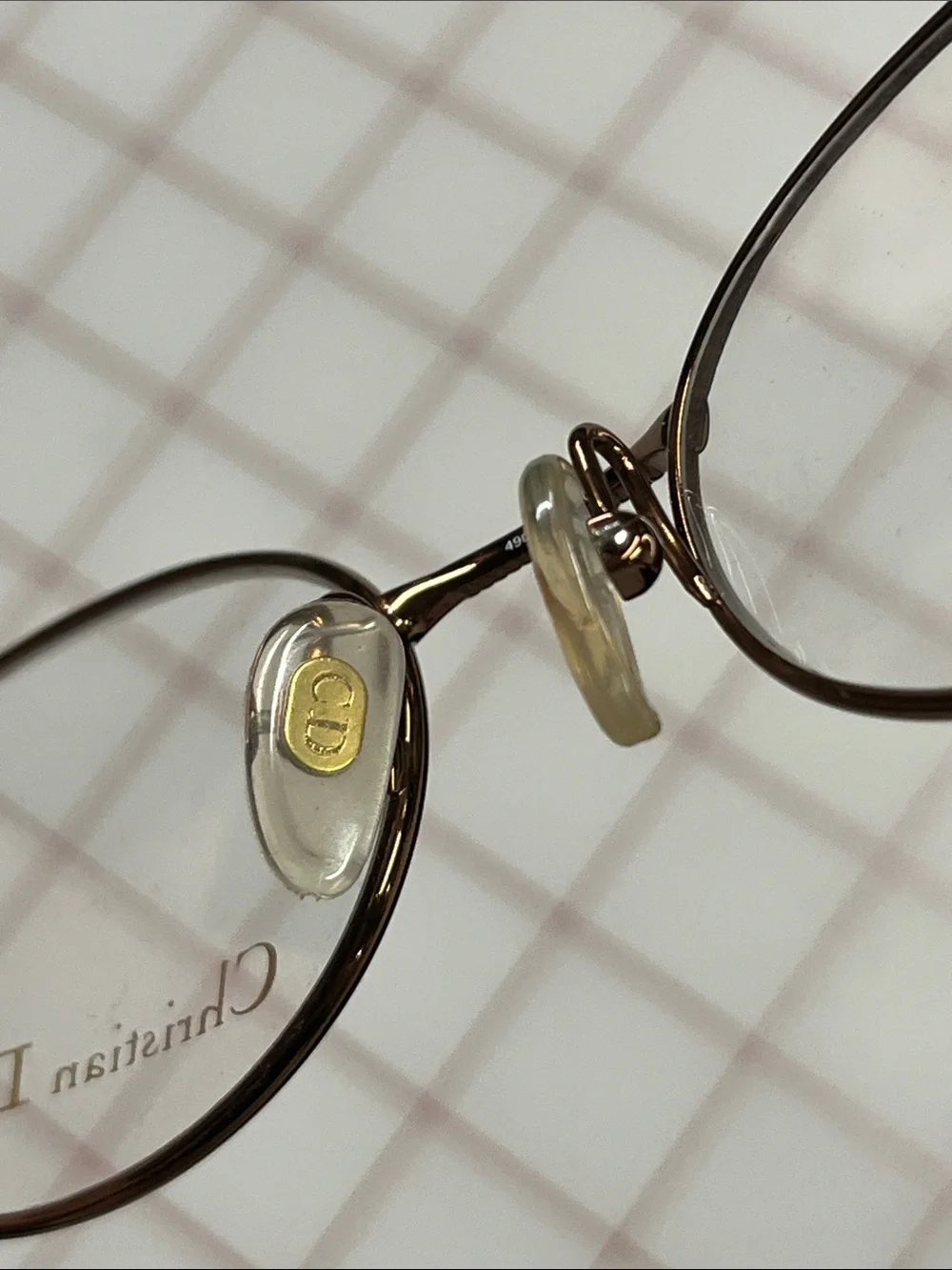 CHRISTIAN DIOR VTG NWOT Pearl Bead Bronze Oval 49x19z135 Classic Eyeglass Frame